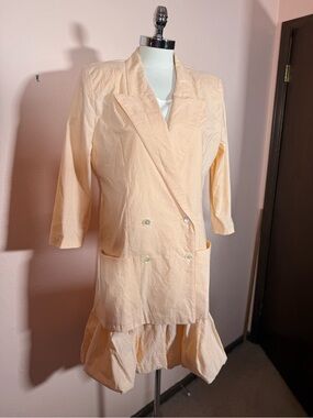 Vintage 1990’s art deco drop waist bubble skirt dress oversized jacket pastel 10